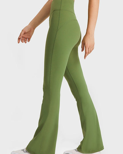 Millennia Elastic Waist Flare Yoga Pants - Trendsi