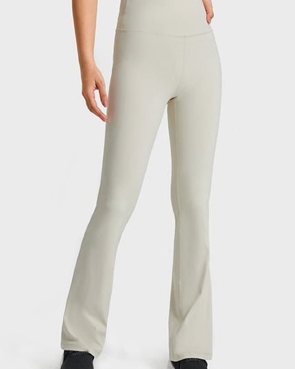 Millennia Elastic Waist Flare Yoga Pants - Trendsi