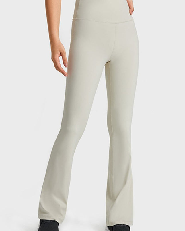 Millennia Elastic Waist Flare Yoga Pants - Trendsi