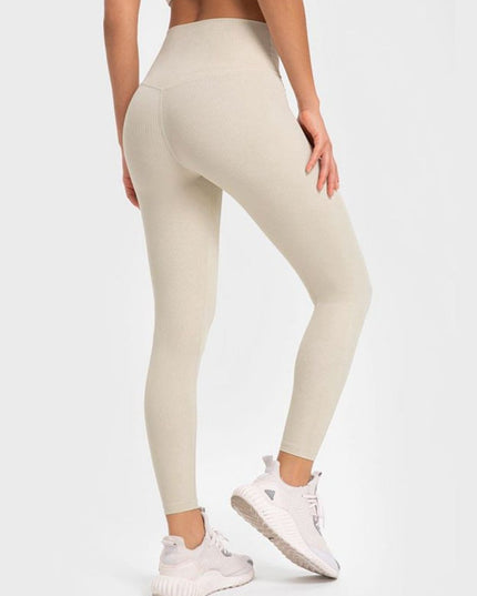 Millennia Highly Stretchy Wide Waistband Yoga Leggings - Trendsi