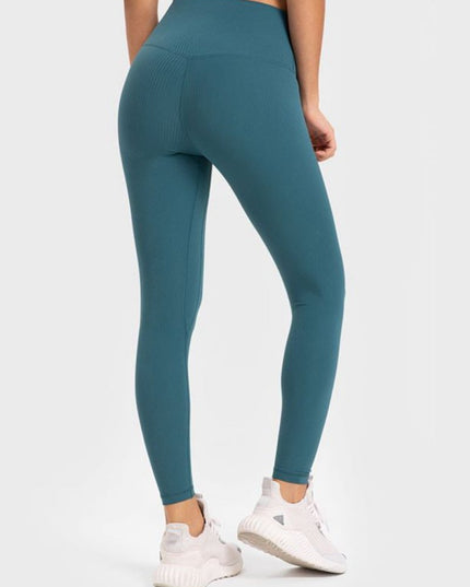 Millennia Highly Stretchy Wide Waistband Yoga Leggings - Trendsi