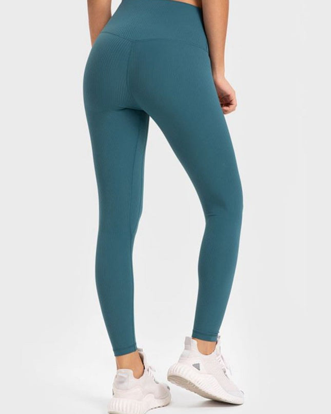 Millennia Highly Stretchy Wide Waistband Yoga Leggings - Trendsi