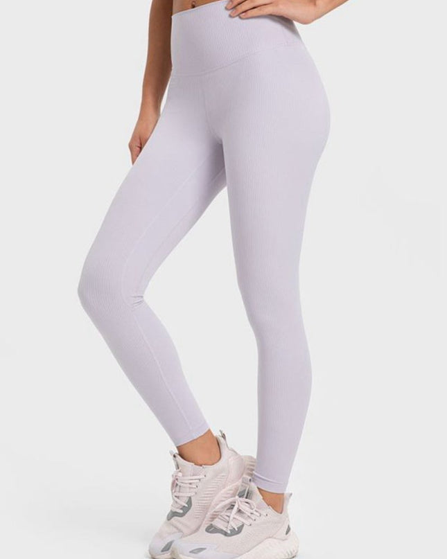 Millennia Highly Stretchy Wide Waistband Yoga Leggings - Trendsi