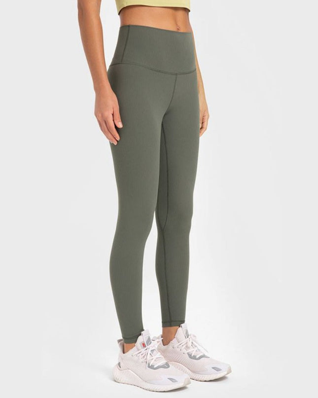 Millennia Highly Stretchy Wide Waistband Yoga Leggings - Trendsi