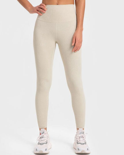 Millennia Highly Stretchy Wide Waistband Yoga Leggings - Trendsi
