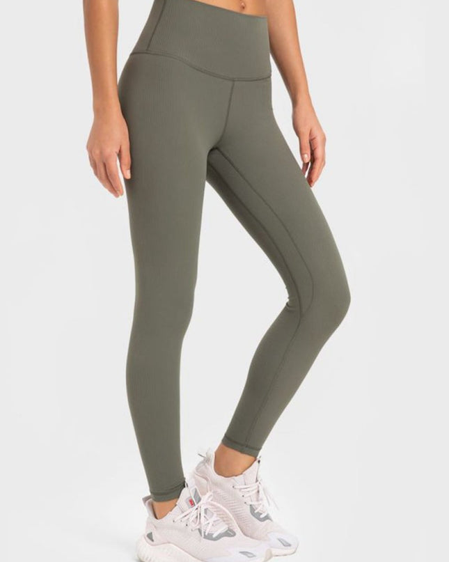 Millennia Highly Stretchy Wide Waistband Yoga Leggings - Trendsi