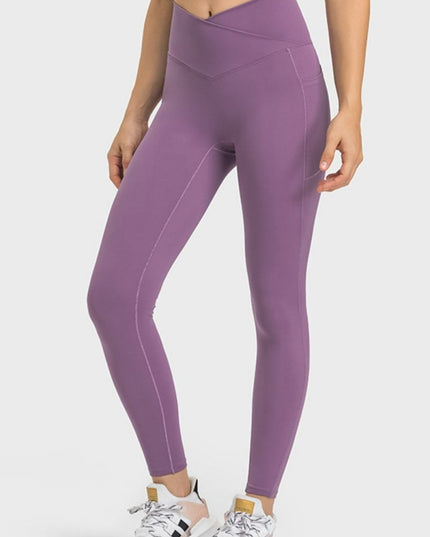 Millennia V - Waist Yoga Leggings with Pockets - Trendsi