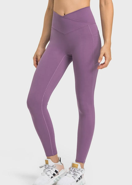 Millennia V - Waist Yoga Leggings with Pockets - Trendsi