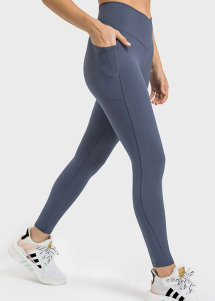 Millennia V - Waist Yoga Leggings with Pockets - Trendsi