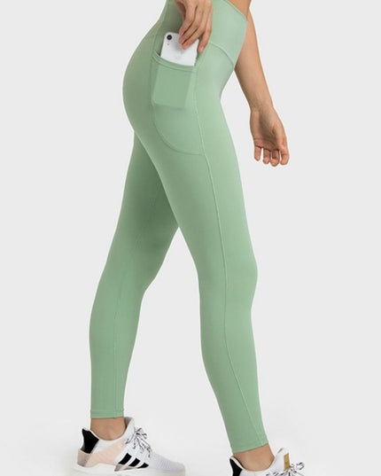 Millennia V - Waist Yoga Leggings with Pockets - Trendsi