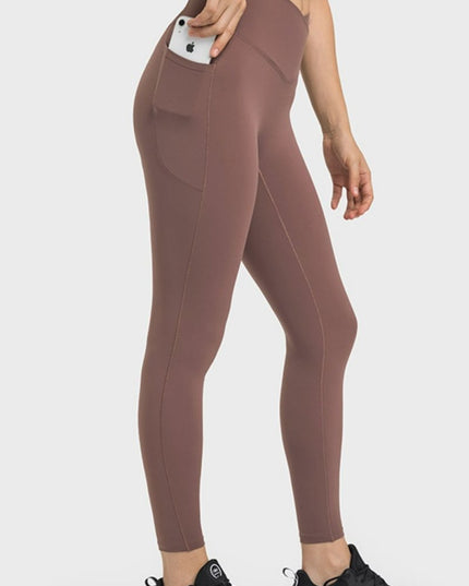 Millennia V - Waist Yoga Leggings with Pockets - Trendsi