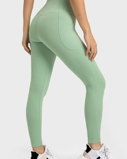 Millennia V - Waist Yoga Leggings with Pockets - Trendsi