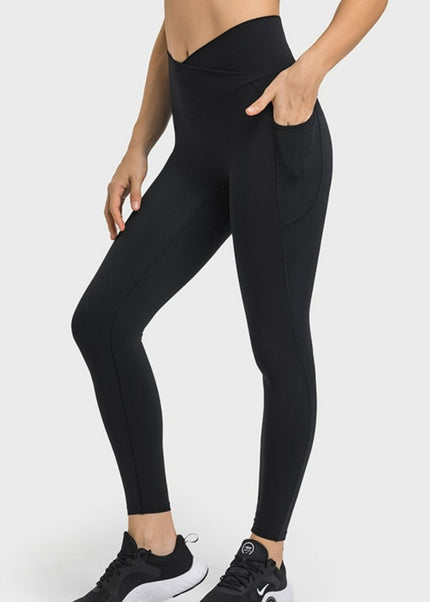 Millennia V - Waist Yoga Leggings with Pockets - Trendsi