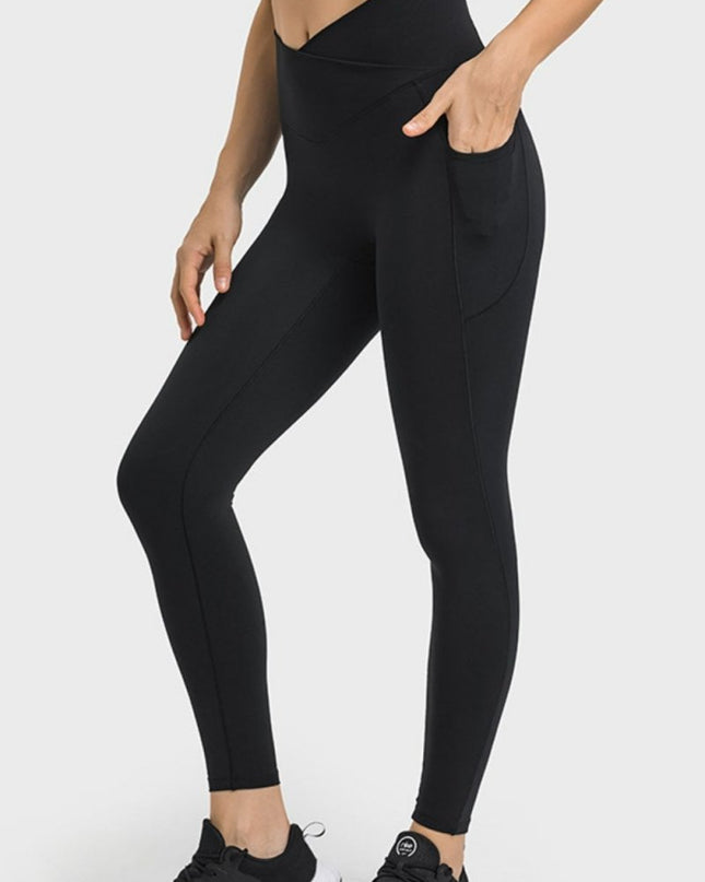 Millennia V - Waist Yoga Leggings with Pockets - Trendsi