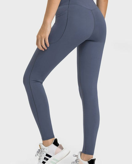 Millennia V - Waist Yoga Leggings with Pockets - Trendsi