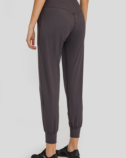 Millennia Wide Waistband Slant Pocket Pants - Trendsi