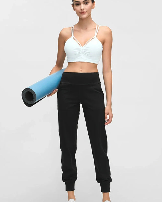 Millennia Wide Waistband Slant Pocket Pants - Trendsi