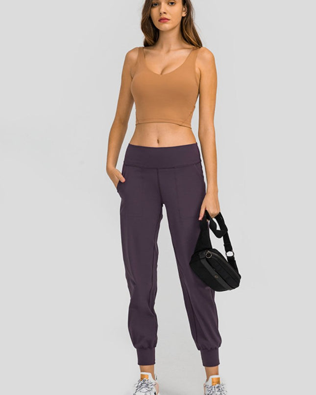 Millennia Wide Waistband Slant Pocket Pants - Trendsi