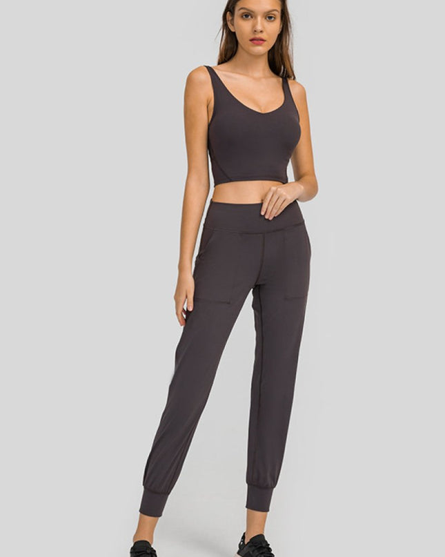 Millennia Wide Waistband Slant Pocket Pants - Trendsi