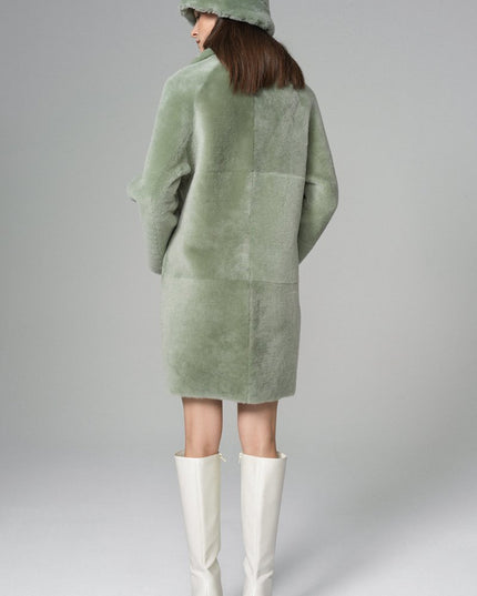 Mint Reversible Merino Wool Sheepskin Midi Coat - Fur Coats - Buy Me Fur Ltd