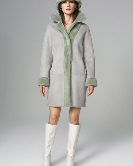 Mint Reversible Merino Wool Sheepskin Midi Coat - Fur Coats - Buy Me Fur Ltd