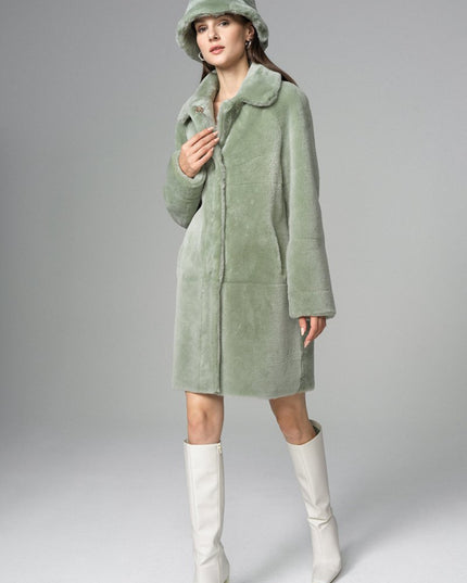 Mint Reversible Merino Wool Sheepskin Midi Coat - Fur Coats - Buy Me Fur Ltd