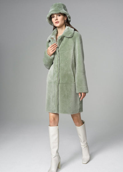 Mint Reversible Merino Wool Sheepskin Midi Coat - Fur Coats - Buy Me Fur Ltd