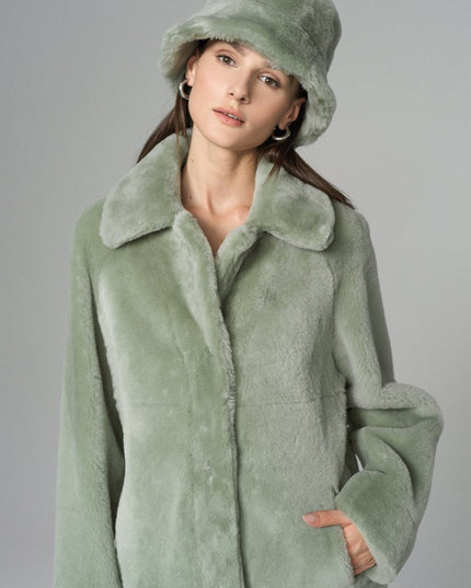 Mint Reversible Merino Wool Sheepskin Midi Coat - Fur Coats - Buy Me Fur Ltd