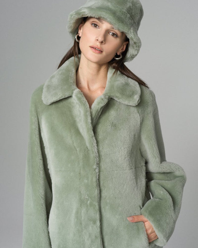 Mint Reversible Merino Wool Sheepskin Midi Coat - Fur Coats - Buy Me Fur Ltd