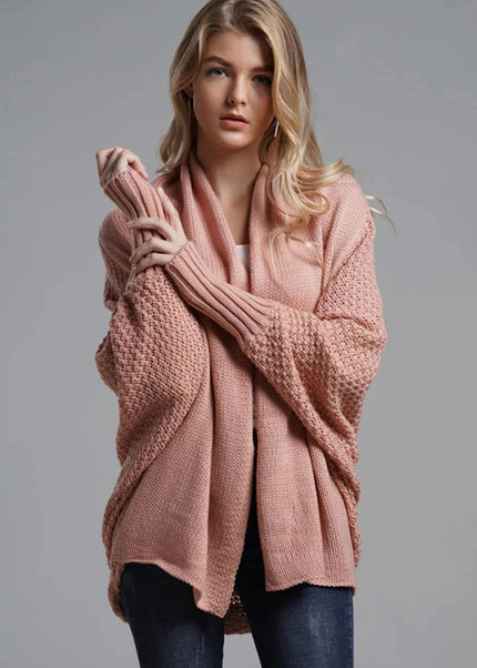 Open Front Batwing Sleeve Cardigan - Trendsi