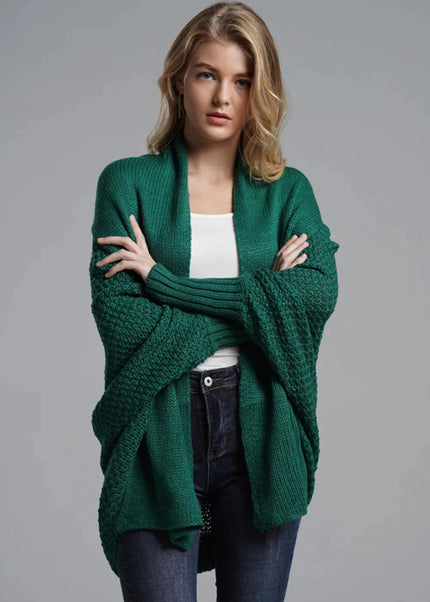 Open Front Batwing Sleeve Cardigan - Trendsi