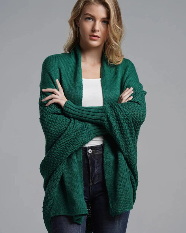 Open Front Batwing Sleeve Cardigan - Trendsi