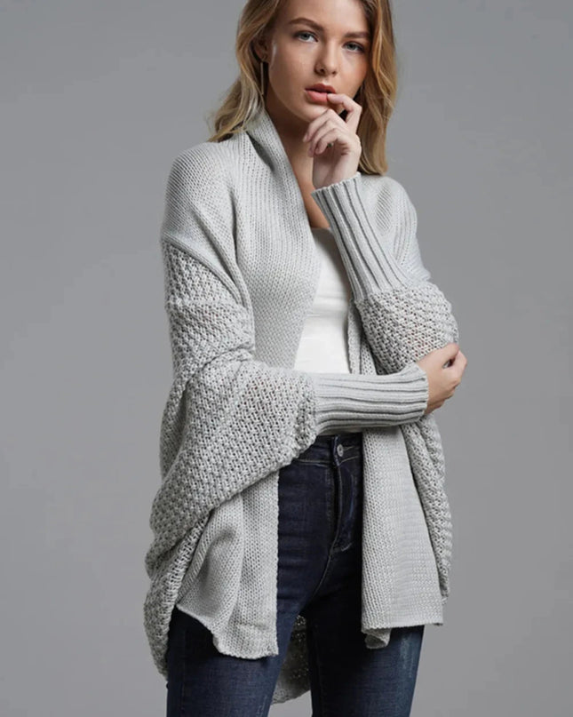 Open Front Batwing Sleeve Cardigan - Trendsi