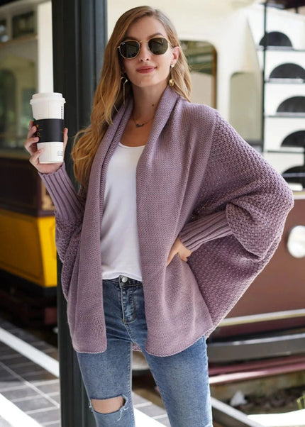 Open Front Batwing Sleeve Cardigan - Trendsi