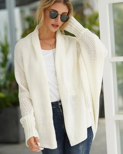 Open Front Batwing Sleeve Cardigan - Trendsi