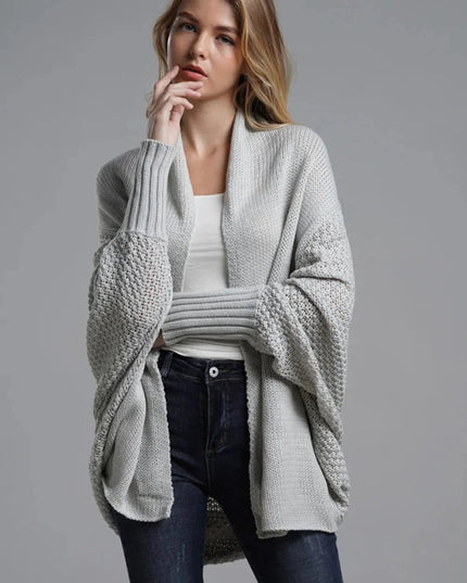 Open Front Batwing Sleeve Cardigan - Trendsi