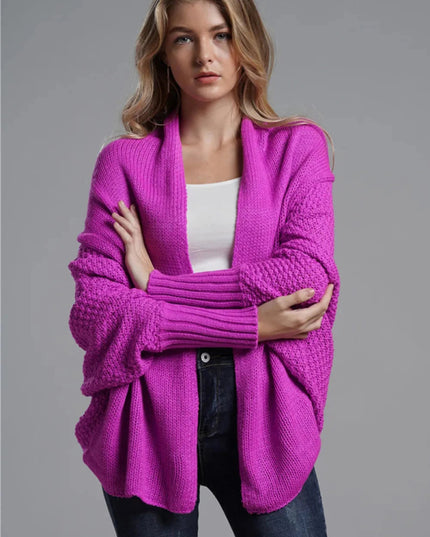 Open Front Batwing Sleeve Cardigan - Trendsi