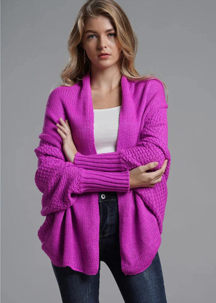 Open Front Batwing Sleeve Cardigan - Trendsi