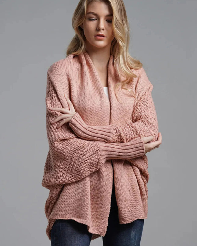 Open Front Batwing Sleeve Cardigan - Trendsi
