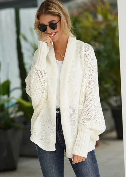 Open Front Batwing Sleeve Cardigan - Trendsi