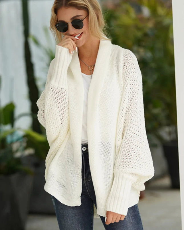 Open Front Batwing Sleeve Cardigan - Trendsi