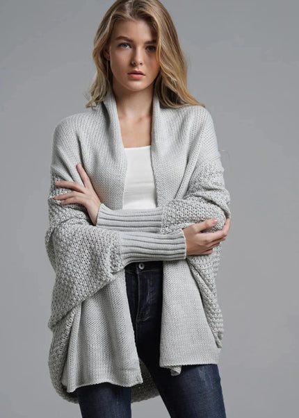 Open Front Batwing Sleeve Cardigan - Trendsi