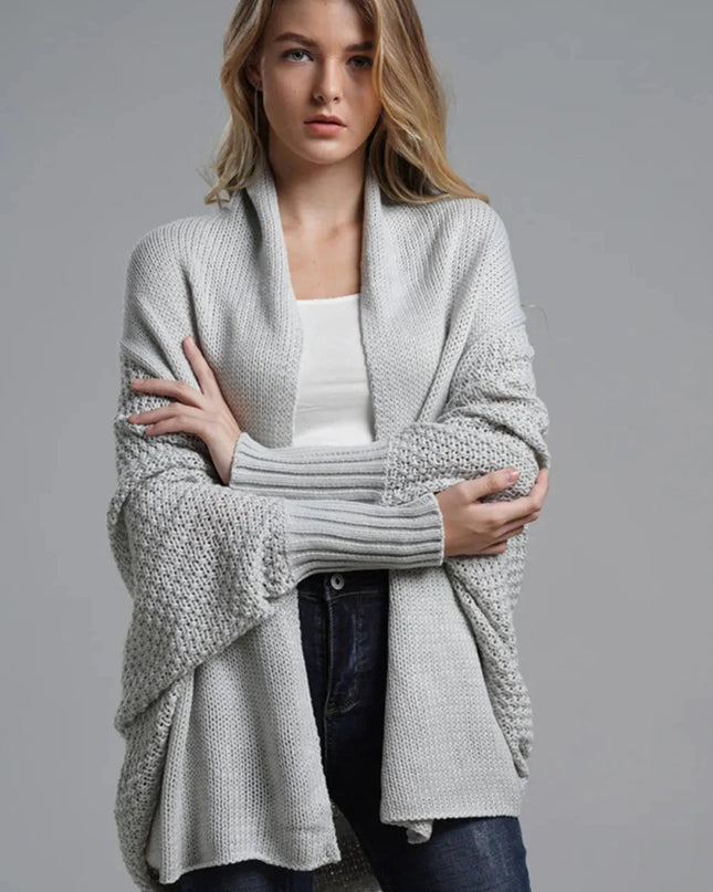 Open Front Batwing Sleeve Cardigan - Trendsi