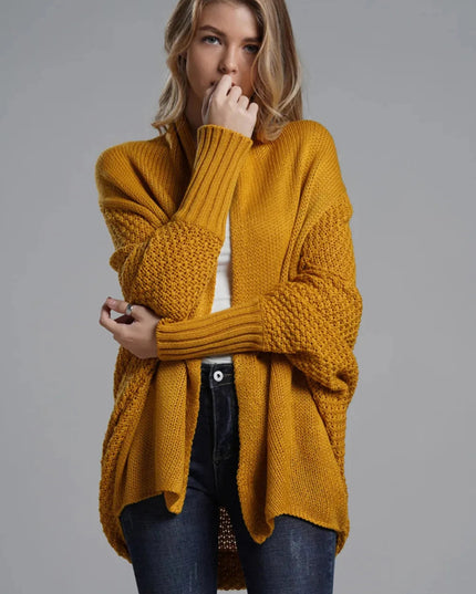 Open Front Batwing Sleeve Cardigan - Trendsi