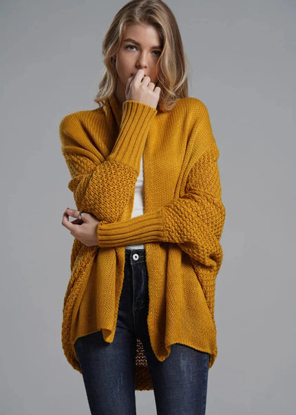 Open Front Batwing Sleeve Cardigan - Trendsi