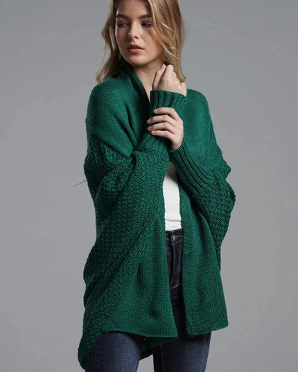 Open Front Batwing Sleeve Cardigan - Trendsi