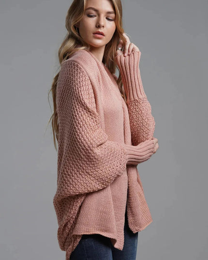 Open Front Batwing Sleeve Cardigan - Trendsi