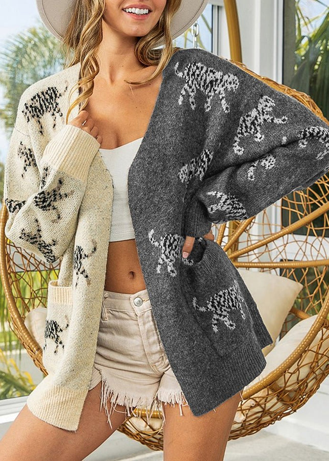 Open Front Cardigan with Pockets - Trendsi