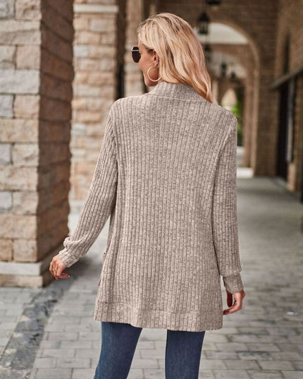 Open Front Cardigan with Pockets - Trendsi