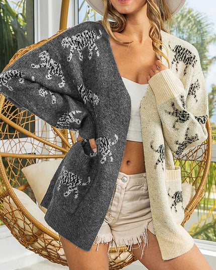 Open Front Cardigan with Pockets - Trendsi